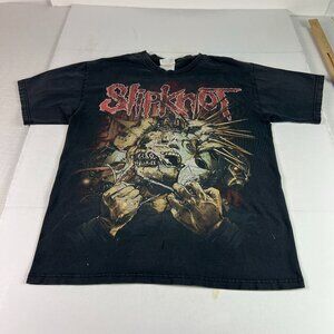 VTG 90s Slipknot Shave Mask Shirt Mens Fits Small Black Thrashed Metal Tee Tag M